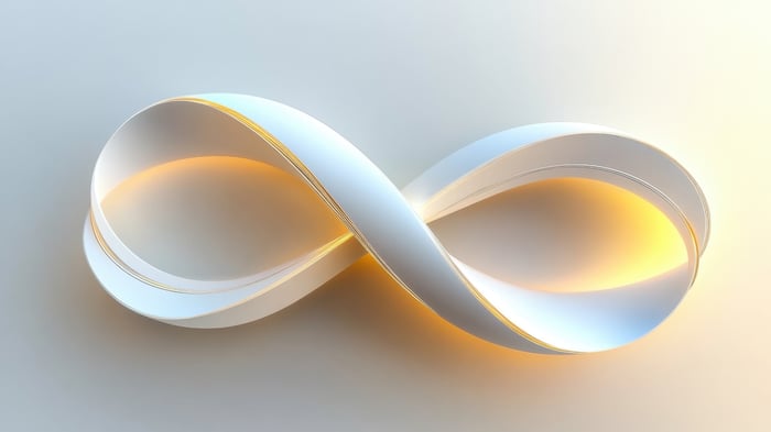 A glowing white infinity symbol