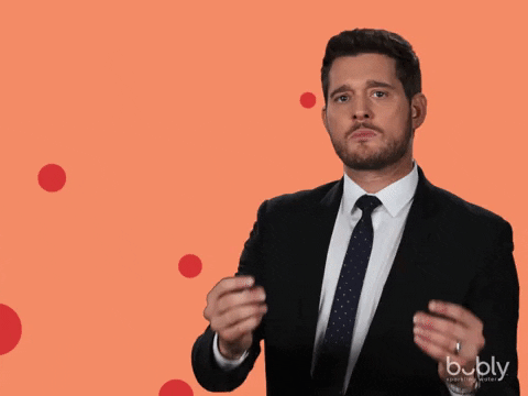 Singer Michael Buble points his fingers at the camera and says "You've got this"