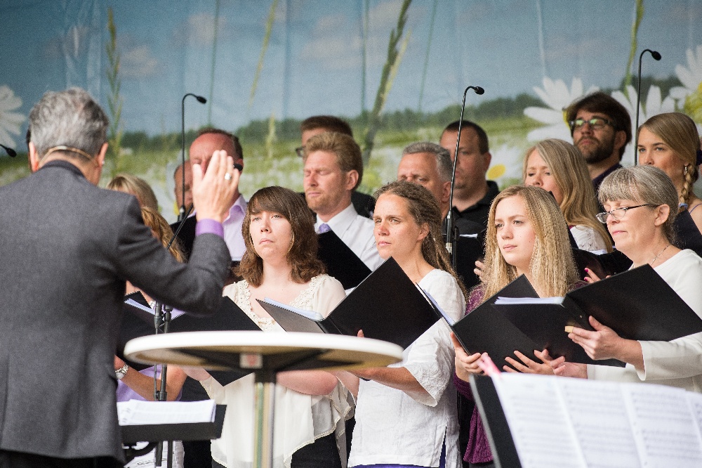 Choral singers preparing to sing