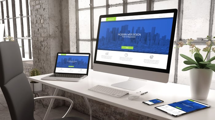 Computer monitor sitting on a desk