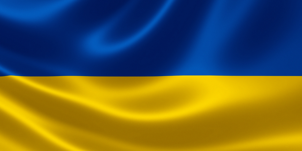 Close-up of Ukrainian flag
