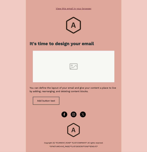 A screenshot of a simple email template from Mailchimp.com 