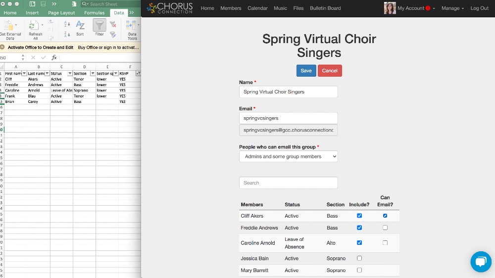 Groups in Chorus Connection